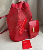 Rare Paloma Picasso red mesh pattern leather backpack Beach Bag - $2,465.95 MXN