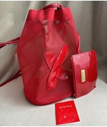 Rare Paloma Picasso red mesh pattern leather backpack Beach Bag - $2,465.95 MXN