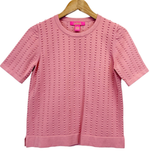 CATHERINE Catherine Maladrino Womens M Textured Sweater Short Sleeves Ro... - £20.81 GBP