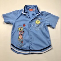 Spongebob Basketball Button Up Shirt Size 6 Kids Blue Short Sleeve Nickelodeon - £11.59 GBP