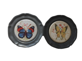 Pair Of German Butterfly Angel Mark Pewter Coaster Home Decor - $18.60