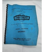 Sears Craftsman Model Number 101.21400 Operation Instructions And Part List - $27.15 CAD