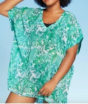 Cover2Cover Swimsuit Cover Up V-Neck Tropical Green Pullover Beach Pools... - $12.00