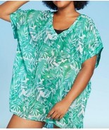 Cover2Cover Swimsuit Cover Up V-Neck Tropical Green Pullover Beach Pools... - £9.38 GBP