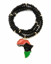 [Icemond] Power Fist in Pan-African Colored Map Wooden Bead Necklace - $17.99