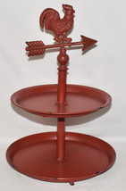 Farmhouse Distressed Red Two Tiered Rooster Weathervane Tray Heavy Duty ... - £43.96 GBP