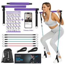 Portable Pilates Bar Kit With Resistance Bands For Men And Women - 6 Exercise Re - £42.52 GBP