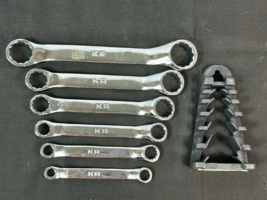 SET OF 6 KR TOOLS OFFSET CHROME WRENCHES, 12 POINT 1/4&quot; - 3/4&quot; W/ HOLDER - $14.85