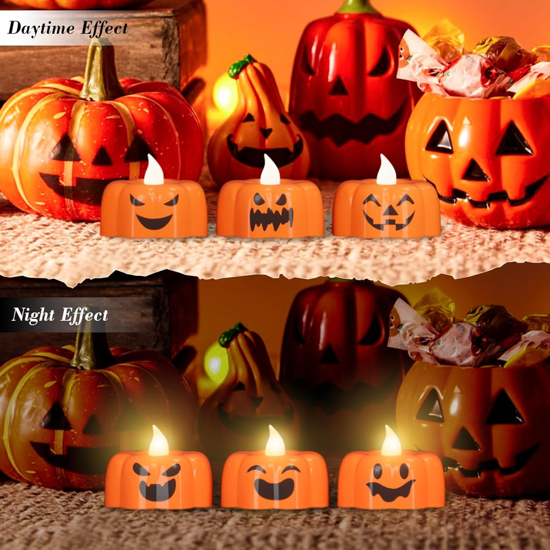 Eldnacele Halloween Pumpkin Lights Flameless Candles 6H Timer, Battery Operated  Item image 6