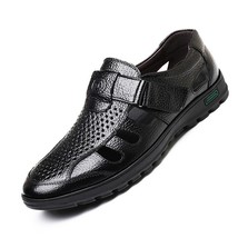 Plus Size Fashion Leather Hollow Out Men Sandals Summer Casual Shoes Breathable  - £48.53 GBP