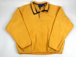 Vtg LAYERS Solid Yellow Plush Fleece Pullover Large Polartec 1/4 T Snap Jacket - £10.90 GBP
