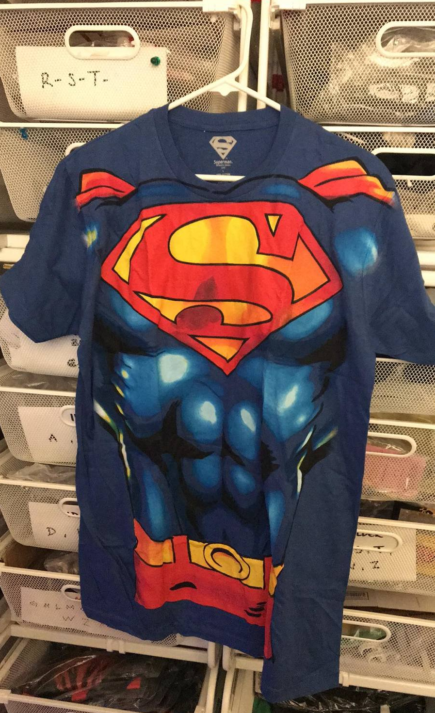 DC Comics Superman Costume Print Adult T-Shirt Brand NEW! - $24.99