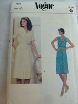 Vintage Vogue 7971 Sewing Pattern Size 10 Wrap Dress Very stylish design... - $8.90