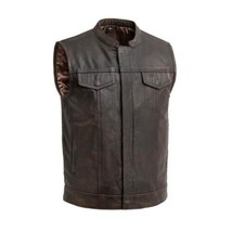 Men&#39;s Motorcycle Apparel Leather Ultra Soft Sharp Shooter Biker Vest - £134.71 GBP
