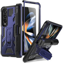 For Galaxy Z Fold 4 5G Case Shockproof Cover With S Pen Holder Metallic Blue - £31.96 GBP