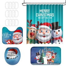 4 Pcs Sets With Rugs And Toilet Lid Cover Xmas Snowman Bath For Bathroom Set Dec - £32.22 GBP