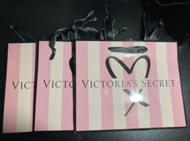 Victoria Secret, Lot Of 3, Medium Glossy Paper Shopping Gift Bags Pink Stripe - $9.31