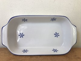 Vtg Blue White Delft Style Porcelain Floral Flower Butter Dish Small Tray 7.5&quot; - £23.97 GBP