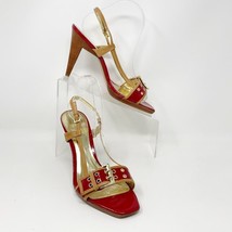 Audrey Brooke Womens Red Patent Leather Slingback Buckle Dress Heel, Size 9.5 - £20.50 GBP