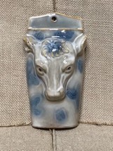 Glossy Cow Head Ceramic Wall Pocket Vase Whimsical Farmcore Cottagecore ... - $14.85