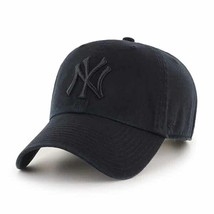 Ny Yankees 47 Brand Adult Black On Black Washed Cl EAN UP/DAD Hat New &amp; Licensed - £21.71 GBP