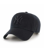 NY YANKEES 47 BRAND ADULT BLACK ON BLACK WASHED CLEAN UP/DAD HAT NEW &amp; L... - £21.30 GBP