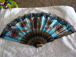 FAN ( SMALL HAND TYPE FAN ) WITH OUR LADY OF GUADALUPE SET OF 2 - £7.75 GBP
