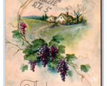 Cabin in Meadow w Grape Vine Thanksgiving Greetings DB Postcard S4 - $2.92