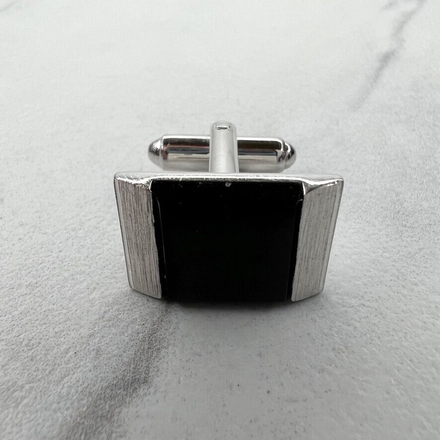 Primary image for Dante Vintage Silver Tone and Black Single Cufflink