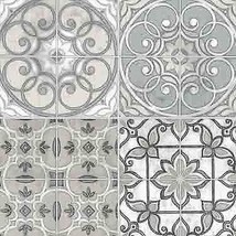 Floral Mosaic Tile Wallpaper Grey Gray Prepasted Peelable Norwall Wallco... - £26.74 GBP