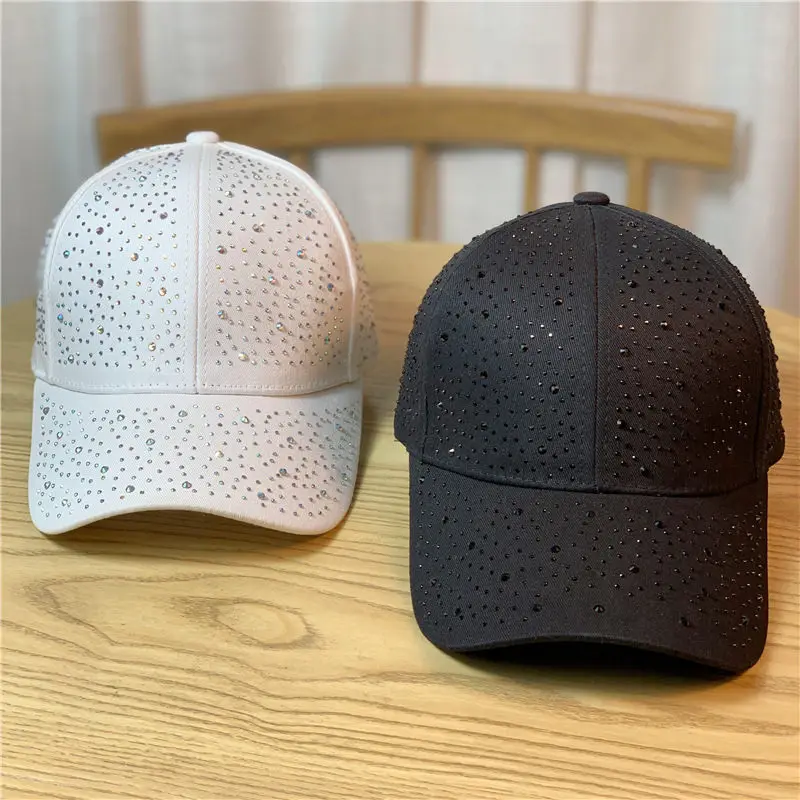 Hot New High Quality Full Print Rhinestone Baseball Cap Women&#39;s Summer Solid - £12.36 GBP