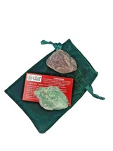 Tanzurine Set of Red and Green Rough Stone Large 50-70mm Velvet Bag Info... - £16.06 GBP