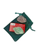 Tanzurine Set of Red and Green Rough Stone Large 50-70mm Velvet Bag Info... - $28.85 CAD