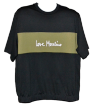 Love Moschino Black Green Logo Cotton Men&#39;s T-Shirt Shirt Size XL - £84.90 GBP