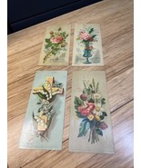 Antique Lot of 4 1880&#39;s Chromolithograph Victorian Trading Cards Floral ... - €42,98 EUR
