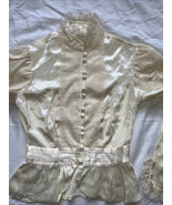 Sz 5 70’s Jessica’s Gunnies Satin Lace vintage Blouse Gunne Sax Hippie -... - $94.36 CAD