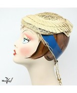 Vintage Dark Ivory Cocktail Hat - Intricate Woven Design &amp; Veil - Hey Viv - £25.16 GBP