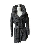 Calvin Klein Gray Marled Wool Hooded Winter Coat Shawl Collar Fabric Bel... - $95.19 CAD