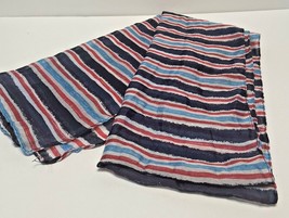 Womens Red White and Blue Sheer Striped Scarf Head or Neck 64 x 14 - $8.64