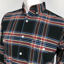 Larry Mahan Plaid Oxford Western Shirt Small Slim Fit Black Red Yellow Blue - £14.74 GBP