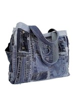 Recycled Patchwork Denim Tote Bag: Oversized Jeans Handbag - €150,39 EUR