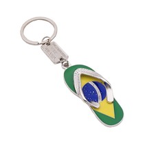 Brazil Flag Soccer Keychain Brazilian Slippers Charm Key Chain Ring Travel Souve - £12.59 GBP