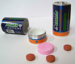 NEW C BATTERY SHAPED STASH PILL BOX hide batteries novelty holder pills ... - $7.55