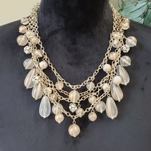 Women&#39;s 4 Strand Beads Teardrop Stone Rhinestone Dangle Drop Necklace w/... - $29.70