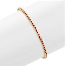  12CT Round Cut Red Ruby 14k Yellow Gold Over Women&#39;s Tennis Exclusive Bracelet - £123.89 GBP