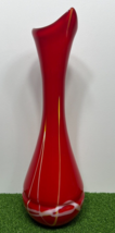Red White Yellow Slag Swung Style VTG 16&quot; Glass Vase Statment Piece Thick Glass - £21.28 GBP