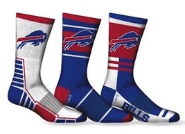 Buffalo Bills Socks 3 Pack Crew Length NFL Football Men Shoe Sz 7-12 - £39.04 GBP