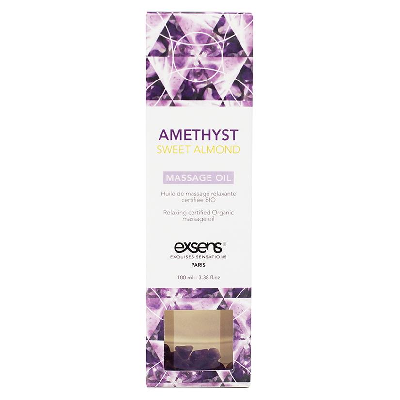 Exsens Organic Massage Oil with stones-Amethyst Sweet Almond