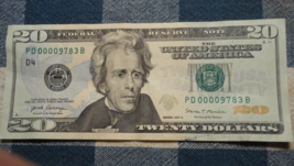 2017A $20 DOLLAR NOTE PD00009783B consecutive zeros LOW SERIAL NUMBER - $45.00