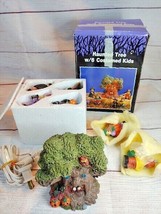 1990s Halloween Haunted Tree Lighted w/6 Costumed Kids Diorama Figurines Hak  - £20.05 GBP